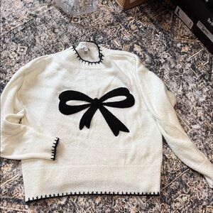 Baltic Born Black and Cream Bow Sweater